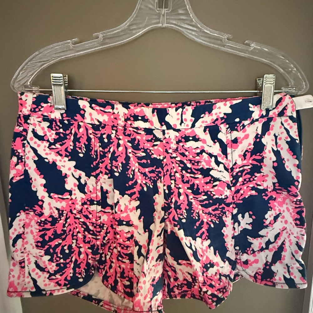 Lilly Pulitzer Navy Pink Coral-Print Skort